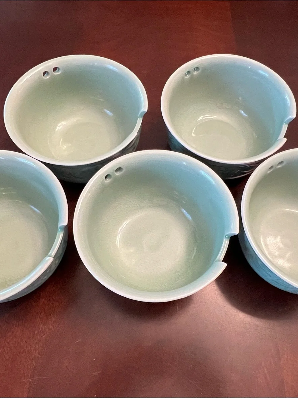 Celadon Ceramic Noodle Bowls with Chopstick Rest - Soft Green Set